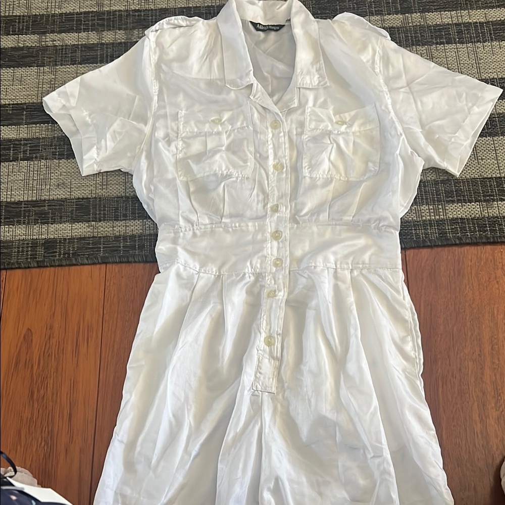 White Button-Up Short Sleeve Jumpsuit